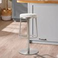 Vibe Barstools - Set of 2 - Adjustable Height - Light Grey and Chrome - Fabric and Metal