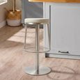 Vibe Barstools - Set of 2 - Adjustable Height - Light Grey and Chrome - Faux Leather and Metal