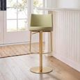 Vogue Barstools - Set of 2 - Adjustable Height - Pistachio and Gold - Faux Leather and Metal