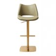 Contour Barstools - Set of 2 - Curved Back - Adjustable Height - Olive and Gold - Faux Leather and Metal