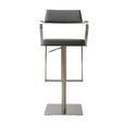 Tempo Barstools - Set of 2 - Adjustable Height - Charcoal Grey and Chrome - Faux Leather and Metal