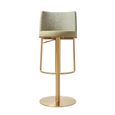 Vogue Barstools - Set of 2 - Adjustable Height - Pistachio and Gold - Fabric and Metal