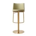 Vogue Barstools - Set of 2 - Adjustable Height - Pistachio and Gold - Faux Leather and Metal