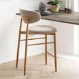 Levanto Counter Chair - Set of 2 - Curved Back - Sand and Natural - Fabric and Wood