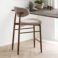 Levanto Counter Chair - Set of 2 - Curved Back - Sand and Walnut - Fabric and Wood