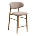 Levanto Counter Chair - Set of 2 - Curved Back - Sand and Natural - Fabric and Wood