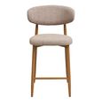Levanto Counter Chair - Set of 2 - Curved Back - Sand and Natural - Fabric and Wood
