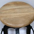 Industrial Barstool - Set of 2 - Adjustable Height - Natural and Black - Mango Wood and Metal
