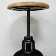 Industrial Barstool - Set of 2 - Adjustable Height - Natural and Black - Mango Wood and Metal