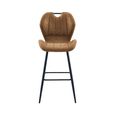 Counter Stool - Set of 2 - Brown and Black - Faux Leather