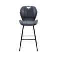 Counter Stool - Set of 2 - Grey and Black - Faux Leather