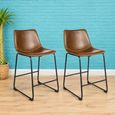 2 x Fremont Counter Stools Chestnut Vintage Leather Brown thumbnail