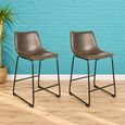 2 x Fremont Counter Stools Grey Vintage Leather thumbnail