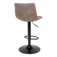 Middelfart Barstool - Brown - Fabric - Set of 2 - Adjustable - with Back