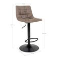 Middelfart Barstool - Brown - Fabric - Set of 2 - Adjustable - with Back