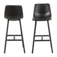 Oregon Barstool - Set of 2 - Black Faux Leather - with Back
