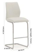 Elis Barstool - Set of 2 - White Faux Leather - Chrome