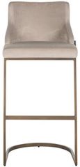 Bolton Khaki Fabric and Brushed Gold Barstool with Back (Set of 2)