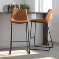 Bowden Barstool - Set of 2 - Caramel Maple Faux Leather - S022413TUK