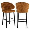 Indigo Gold Fabric Barstool with Back