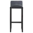 Kendari Barstool - Black Leather and Teak Wood - with Back