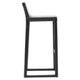 Kendari Barstool - Black Leather and Teak Wood - with Back