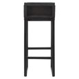 Kendari Barstool - Black Leather and Teak Wood - with Back