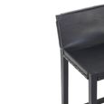 Kendari Barstool - Black Leather and Teak Wood - with Back