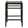 Kendari Barstool - Black Leather with Teak Wood
