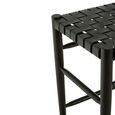 Kendari Barstool - Black Leather with Teak Wood