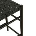 Kendari Barstool - Black Leather with Teak Wood
