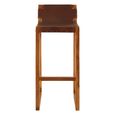 Kendari Barstool - Brown Leather and Teak Wood - with Back