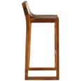 Kendari Barstool - Brown Leather and Teak Wood - with Back