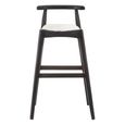Kendari Barstool - White Leather with Teak Wood