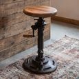 Mango Wood and Metal Round Adjustable Stool thumbnail