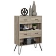 Landon Retro Bookcase - Distressed Grey Oak - 9654096PCOMUK