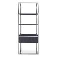 Genoa Shelving Unit - 1 Drawer - Open - Fluted - Grey and Metal