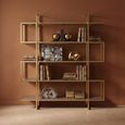 Horizon Bookcase - Maze - Black Glass with Gold Metal