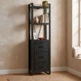 Norris Bookcase - 3 Drawer - Tall - Charcoal - Rustic Mango Wood