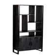 Norris Bookcase - 2 Door - Charcoal - Rustic Mango Wood