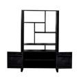 Norris Bookcase - 2 Door - Charcoal - Rustic Mango Wood