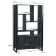 Norris Bookcase - 2 Door - Charcoal - Rustic Mango Wood