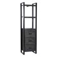 Norris Bookcase - 3 Drawer - Tall - Charcoal - Rustic Mango Wood