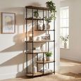 Brix Milou Open Shelving Unit - Black and Brown - Mango Wood and Metal
