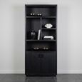 Oakura Black Oak Bookcase with Cupboard - RH