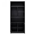 Oakura Black Oak Bookcase with Cupboard - RH