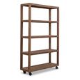 Bassano Shelving Unit - Low - on Wheels - Natural - Recycled Wood and Metal