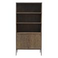 Tacca Carved Bookcase - 2 Door - Brown - Distressed Wood and Metal