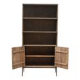 Tacca Carved Bookcase - 2 Door - Brown - Distressed Wood and Metal