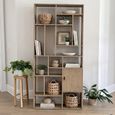 Sue Bookcase - 1 Door - Geometric Pattern - Natural - Wooden